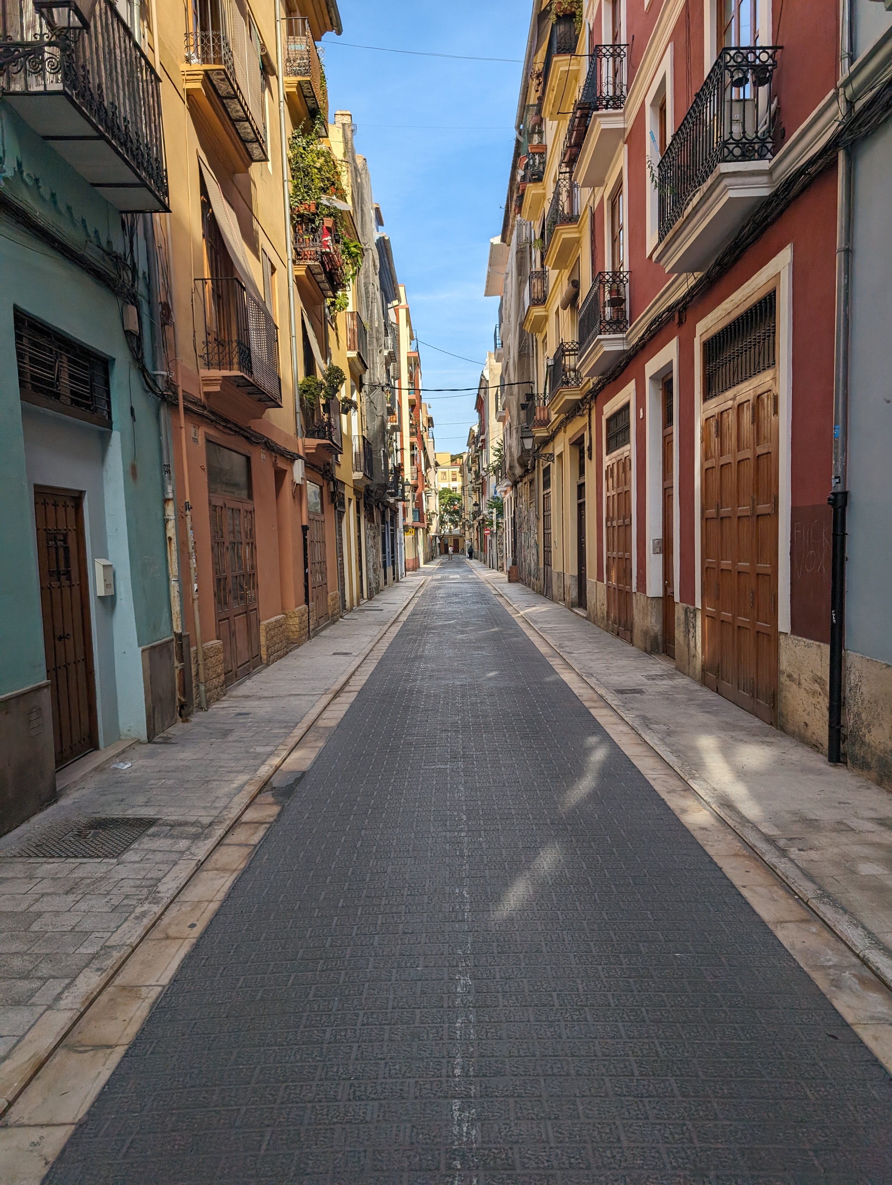 Valencia — colourful old-town street in the historic centre
